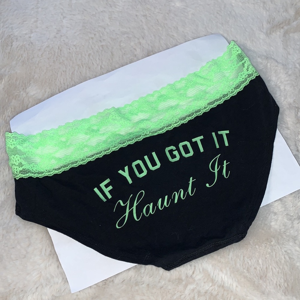 Small Victoria’s Secret low rise hiphugger panty panties green neon